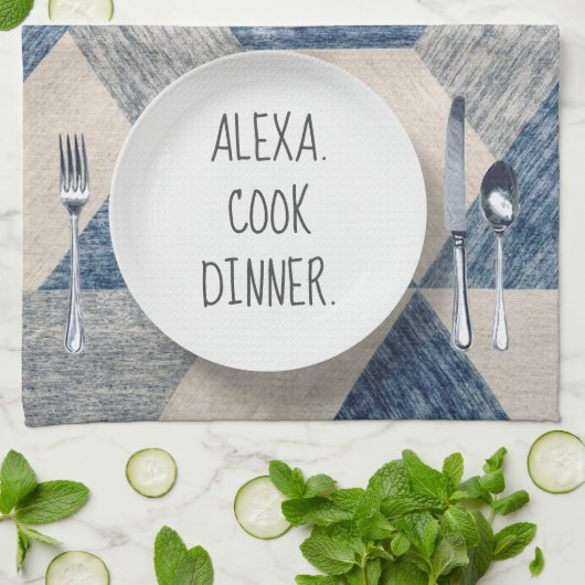 White Dinner Bord met Command Theedoek (Gevouwen)