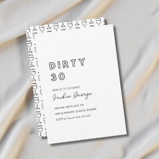 White Dirty Trente 30e Vin Invitation Anniversaire