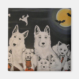 White Dog Halloween Family Magnet Magneet