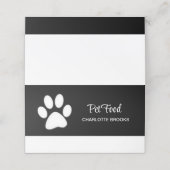 White Dog Paw on Black Pet Grooming Service Klantenkaartje (Buitenkant ongevouwen)
