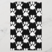 White Dog Paw Pattern met Paint Splatter Briefpapier (Voorkant)
