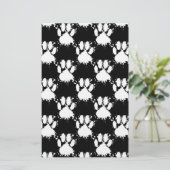 White Dog Paw Pattern met Paint Splatter Briefpapier (Staand voorkant)