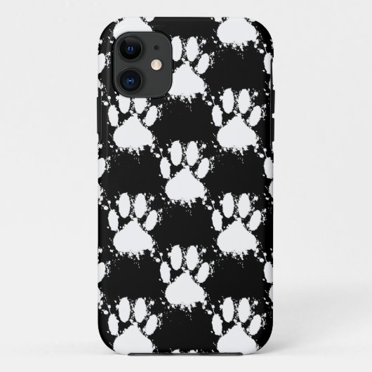 White Dog Paw Pattern met Paint Splatter Case-Mate iPhone Case (Achterkant)