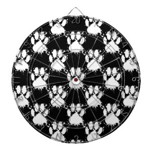 White Dog Paw Pattern met Paint Splatter Dartbord
