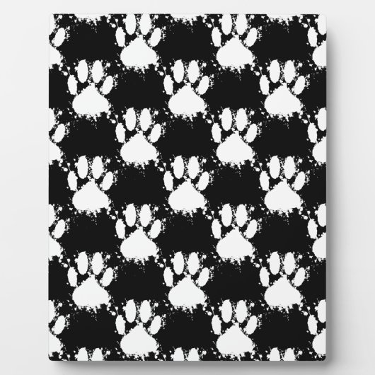 White Dog Paw Pattern met Paint Splatter Fotoplaat (Voorkant)