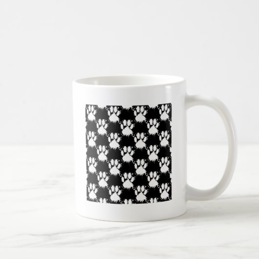 White Dog Paw Pattern met Paint Splatter Koffiemok (Rechts)
