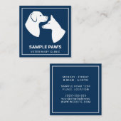 White Dog Silhouettes on Blue - Veterinary Clinic Vierkante Visitekaartje (Voorkant / Achterkant)