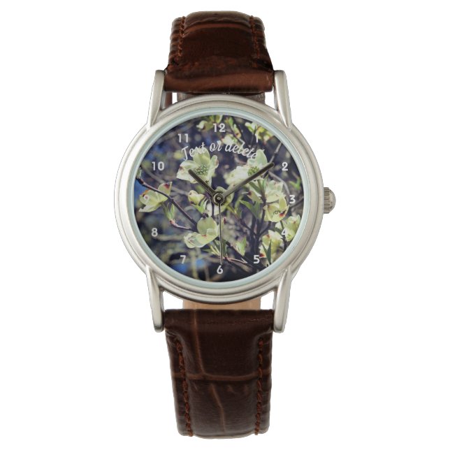 White Dogwood Flower Blossom Personalized Horloge (Voorkant)