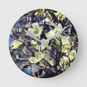 White Dogwood Flower Blossom Personalized Ronde Klok