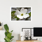 White Dogwood Flower Poster (Thuiskantoor)