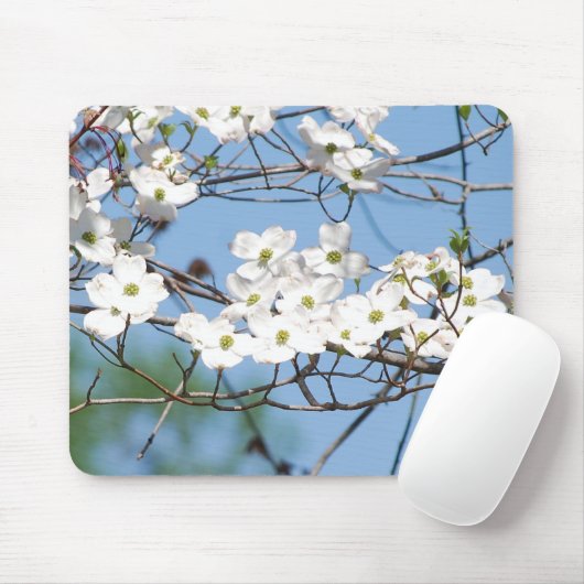 White Dogwood Flowers mousepad Muismat (Met muis)