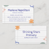 White Doodles en Scribble leraar Visitekaartje (Voorkant / Achterkant)