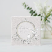 White Dots & Paisley Lace Faire-part de mariage (Debout devant)