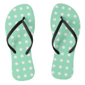 White Dotted Mint Green Modern Trendy Sjabloon Teenslippers (Voetbed)