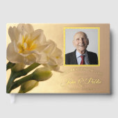 White Double Daffodil Celebration of Life Memorial Gastenboek (Voorkant)