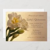 White Double Daffodils Quinceanera Invitation Kaart (Voorkant / Achterkant)