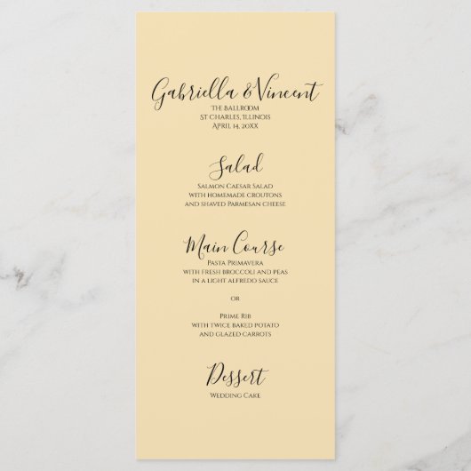 White Double Daffodils Spring Wedding Menu (Achterkant)