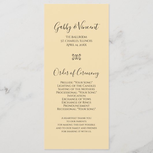 White Double Daffodils Spring Wedding Programme Programma (Achterkant)