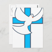 White Dove And Cross Briefkaart (Voorkant / Achterkant)