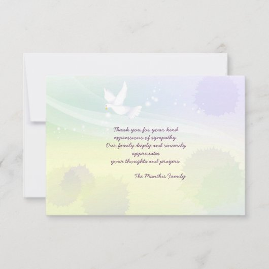 White Dove Bereavement Bedankt Notecard Notitiekaartje (Voorkant)