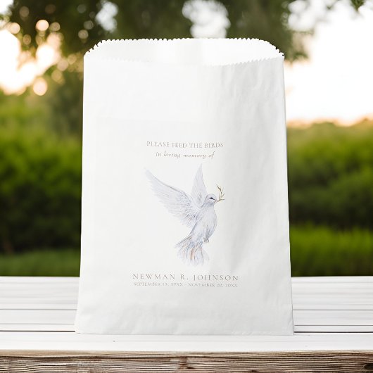 White Dove Bird Seed Packet begrafenismonument Bedankzakje
