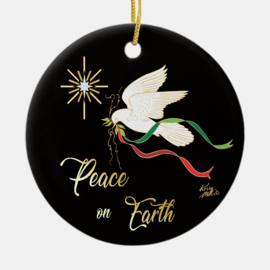 White Dove Ceramic Ornament (Voorkant)