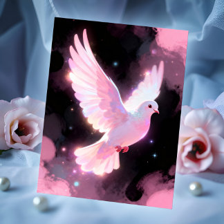 White Dove Ethereal Love Pink Clouds Celestial Briefkaart