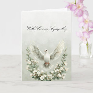White Dove Flowers Sympathy Card Kaart