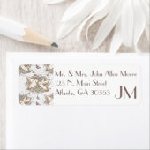 White Dove Garden Pattern Return Address Etiket (Insitu)