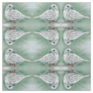 White Dove in Pine Pastel Art Pattern Stof