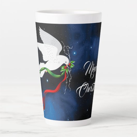 White Dove Kerstmis grote latte Mok (Voorkant)