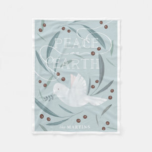 White Dove Light Blue Holiday Fleece Deken