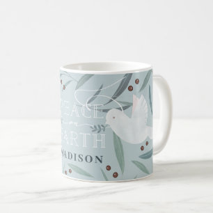 White Dove Light Blue Holiday Koffiemok