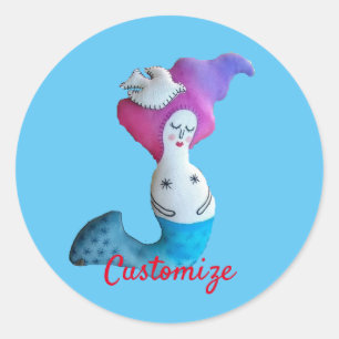 White Dove Mermaid Thunder_Cove  Ronde Sticker