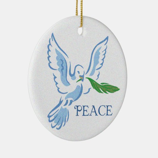 White Dove of Peace with Olive Branch Keramisch Ornament (Rechts)