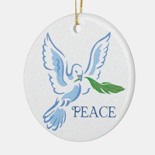 White Dove of Peace with Olive Branch Keramisch Ornament (Links)