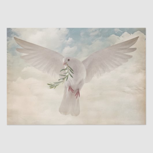 White Dove Olive Branch Waterverf Tissuepapier (Voorkant)