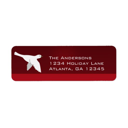 White Dove on Burgundy-kerstlabels Etiket (Voorkant)