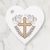 White Dove Religious Cross Baptism Christening Bedankjes Labels (Voorkant)