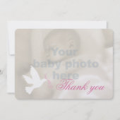 White dove roze meiden baptisme foto bedankt! bedankkaart (Voorkant)