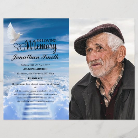 White dove & Sky Funeral Program sjabloon (Voorkant)