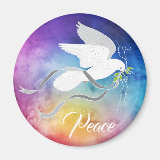 White Dove Spreiding Peace Magneet (Voorkant)
