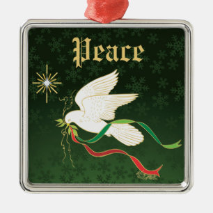 White Dove Spreiding Peace Metalen Ornament