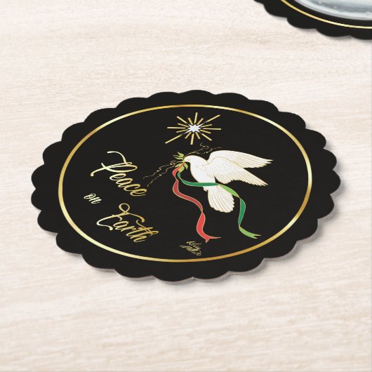 White Dove verspreidt vrede op aarde Kartonnen Onderzetters (Gekanteld)