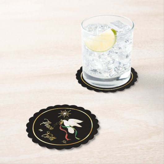 White Dove verspreidt vrede op aarde Kartonnen Onderzetters (Insitu)