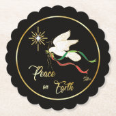 White Dove verspreidt vrede op aarde Kartonnen Onderzetters (Voorkant)