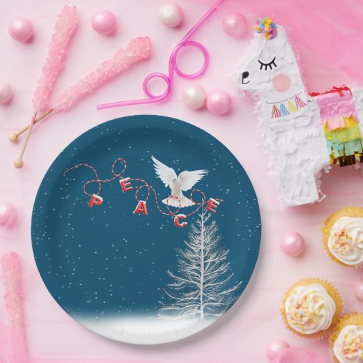 White Dove with Peace-kerstversiering Papieren Bordje