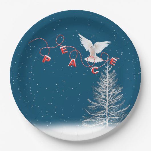 White Dove with Peace-kerstversiering Papieren Bordje (Voorkant)