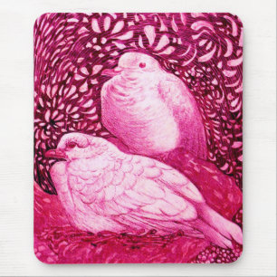 WHITE DOVES IN PINK FUCHSIA MUISMAT
