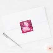WHITE DOVES IN PINK FUCHSIA VIERKANTE STICKER (Envelop)